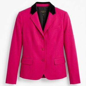 Talbots Fuchsia Pink Wool Blazer with Black Velvet Collar – 8p